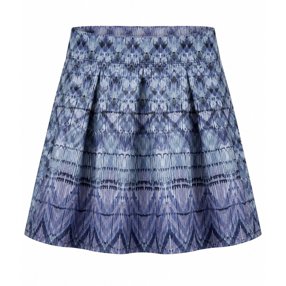 Aeropostale Skater Skirt Womens XL Pleated Blue Ikat Print Regular Fit Boho 15in